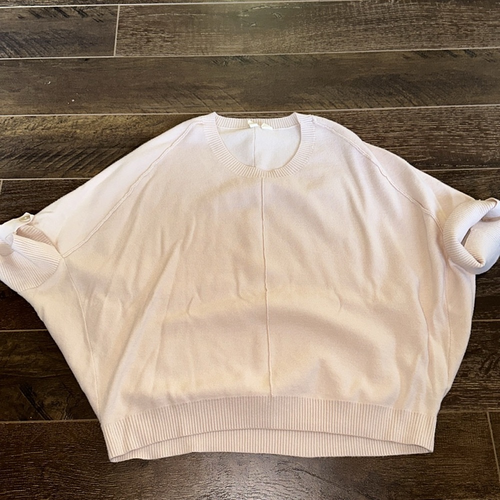 Anthropologie butter soft sweater light pink short sleeve XL